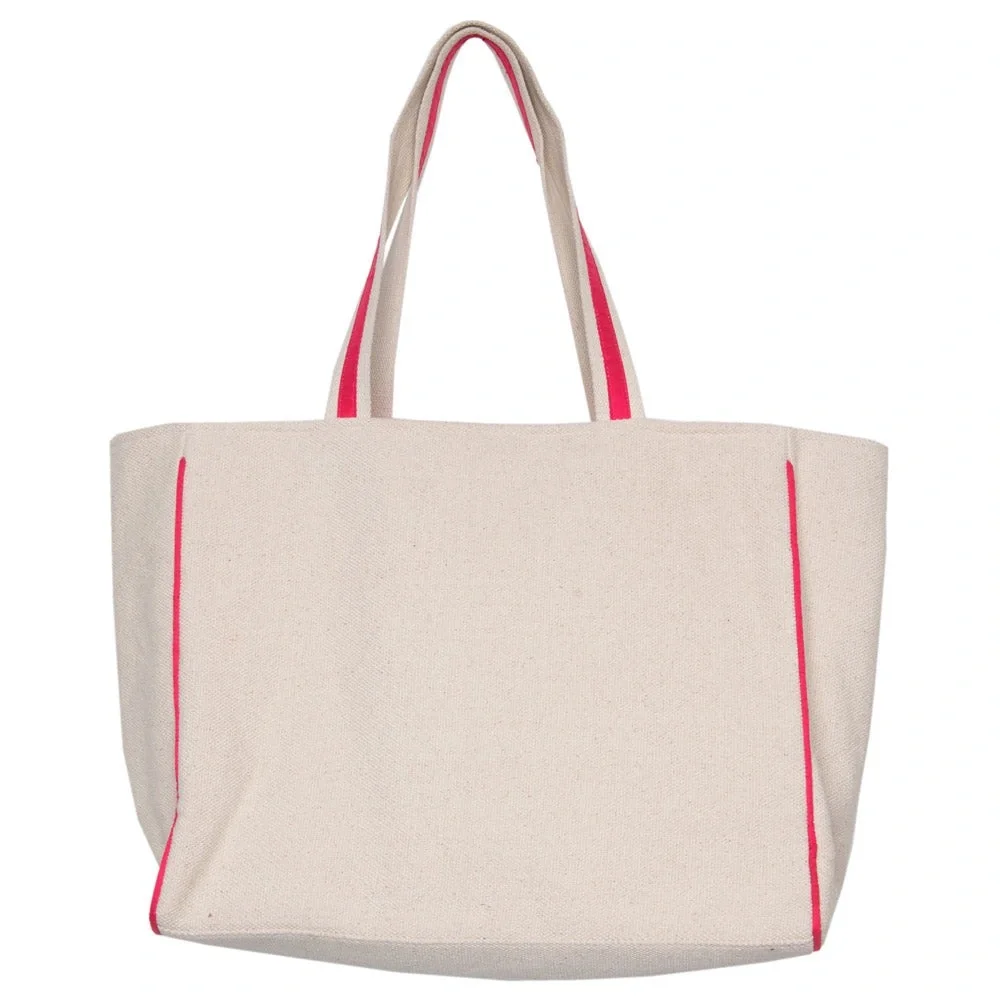 NWT Katydid Hot Pink Star Eye Smiley Face Canvas Tote Beach Travel Bag